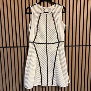 Milly Fit and Flare with Faux Leather Piping Mini Dress